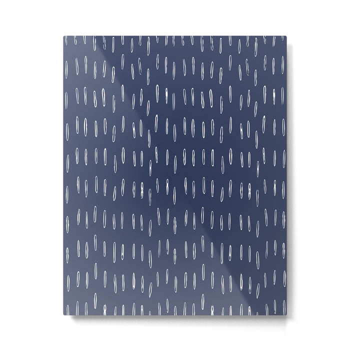 Boho Prints, Raindrops, Indigo Blue, Minimalism, Abstract Art Metal Print Gallery Image 1