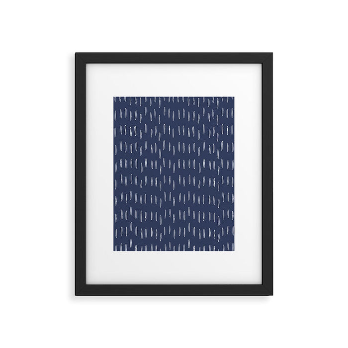 Boho Prints, Raindrops, Indigo Blue, Minimalism, Abstract Art Framed Art Print Gallery Image 1