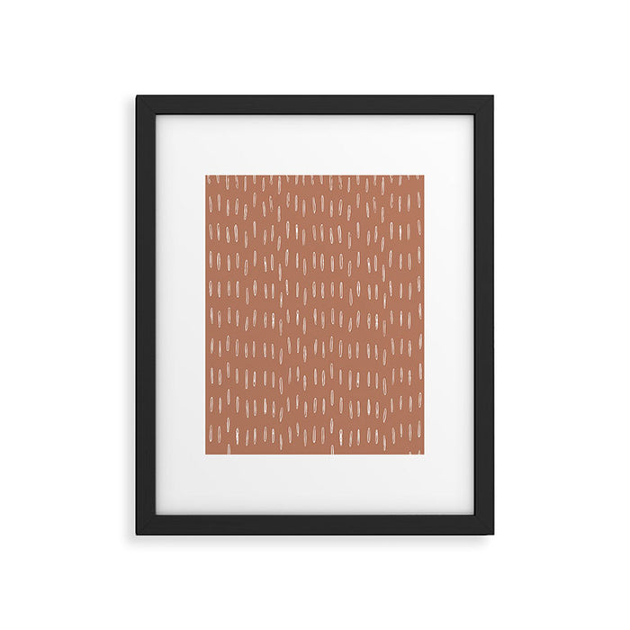Boho Raindrops Abstract Pattern, Terracotta Framed Art Print Gallery Image 1
