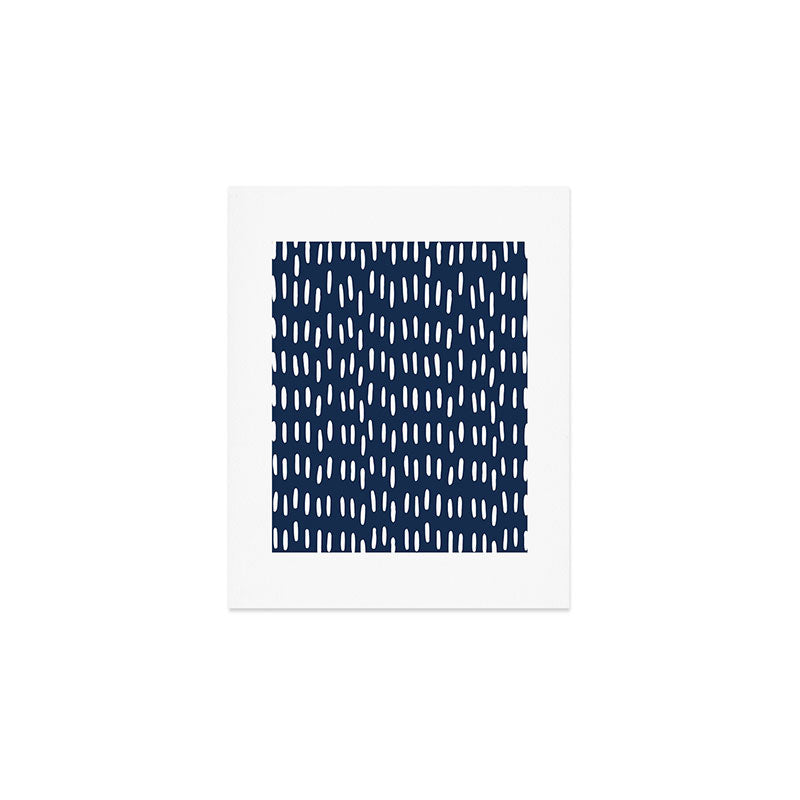 Boho Raindrops in Navy Blue Art Print Gallery Image 1