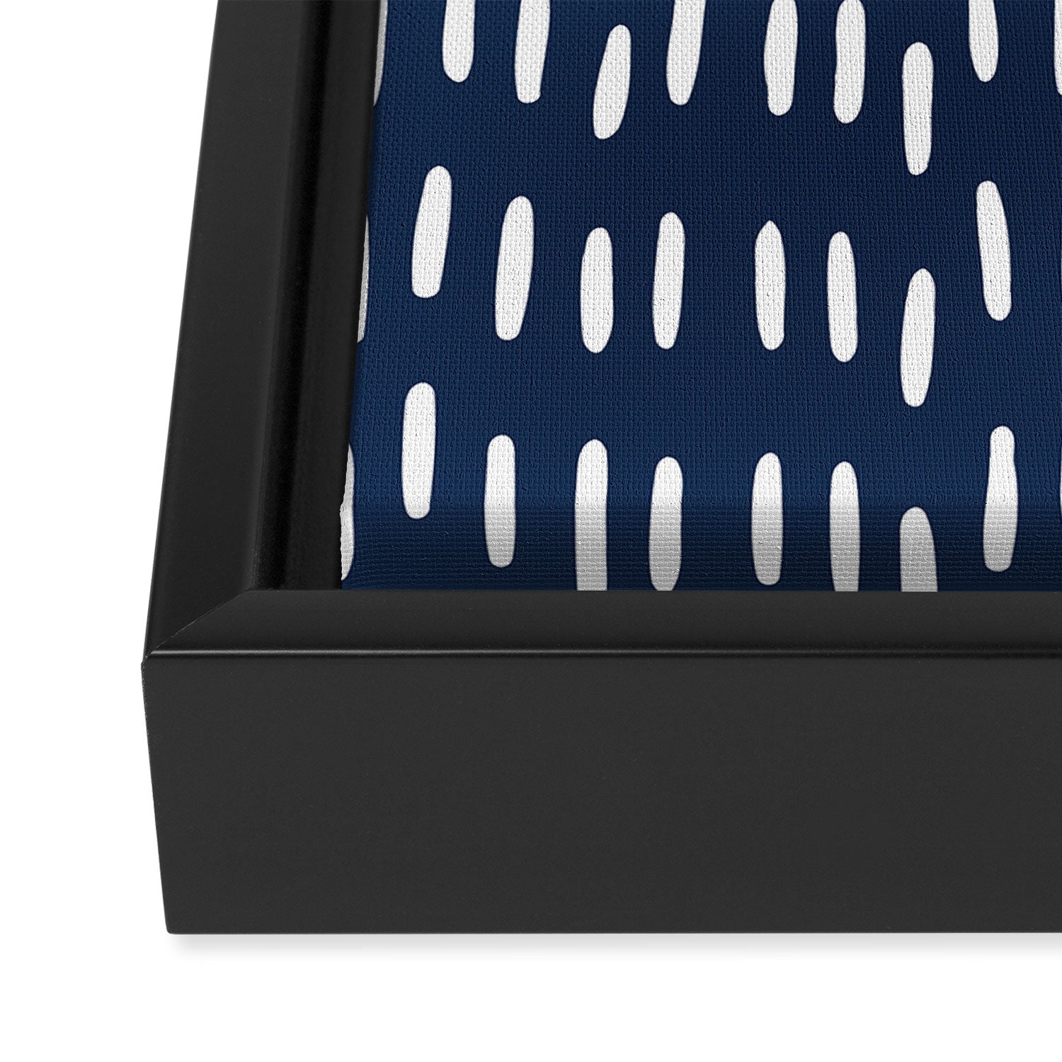 Boho Raindrops in Navy Blue Framed Canvas Print Gallery Image 3