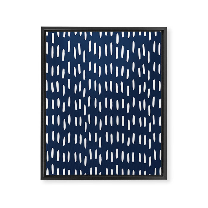Boho Raindrops in Navy Blue Framed Canvas Print Gallery Image 1