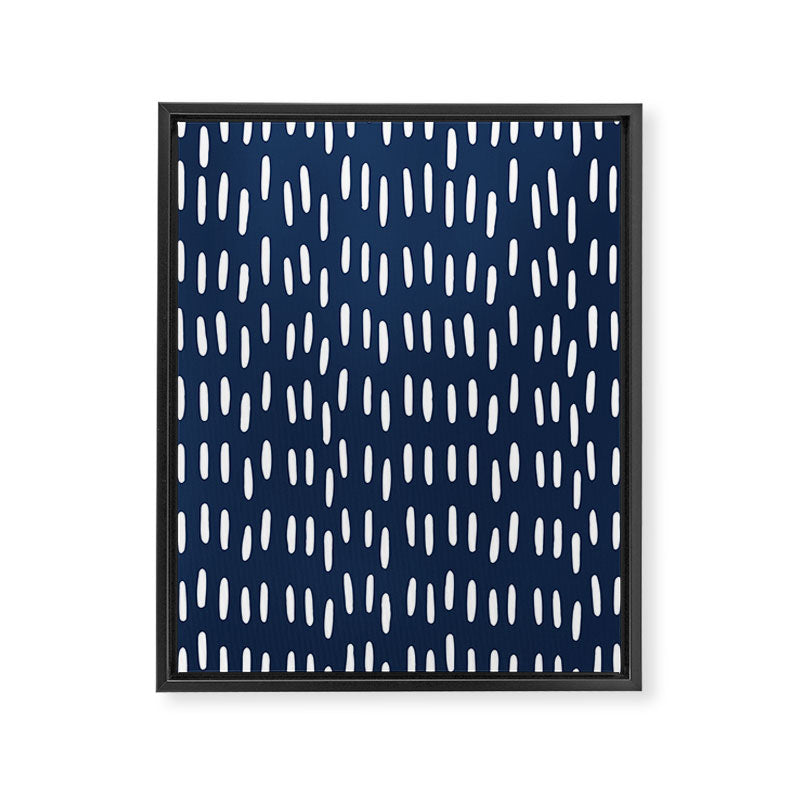 Boho Raindrops in Navy Blue Framed Canvas Print Gallery Image 8