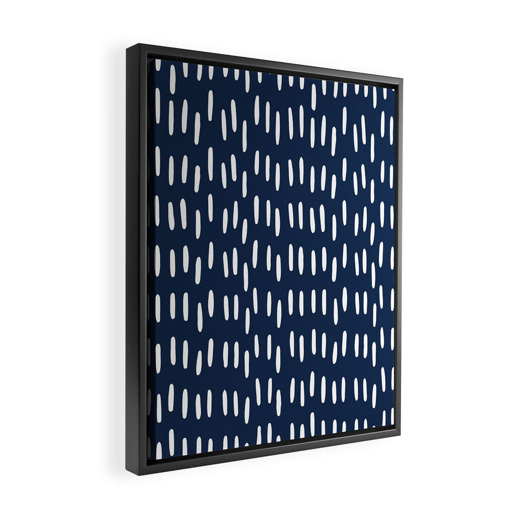 Boho Raindrops in Navy Blue Framed Canvas Print Gallery Image 2
