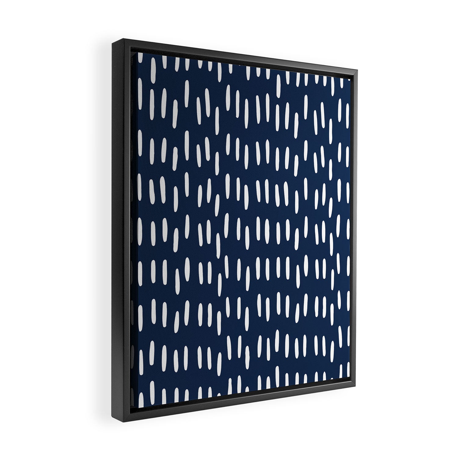 Boho Raindrops in Navy Blue Framed Canvas Print Gallery Image 2
