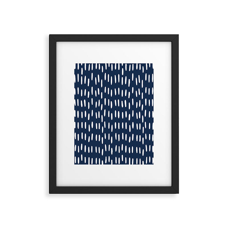 Boho Raindrops in Navy Blue Framed Art Print Gallery Image 6