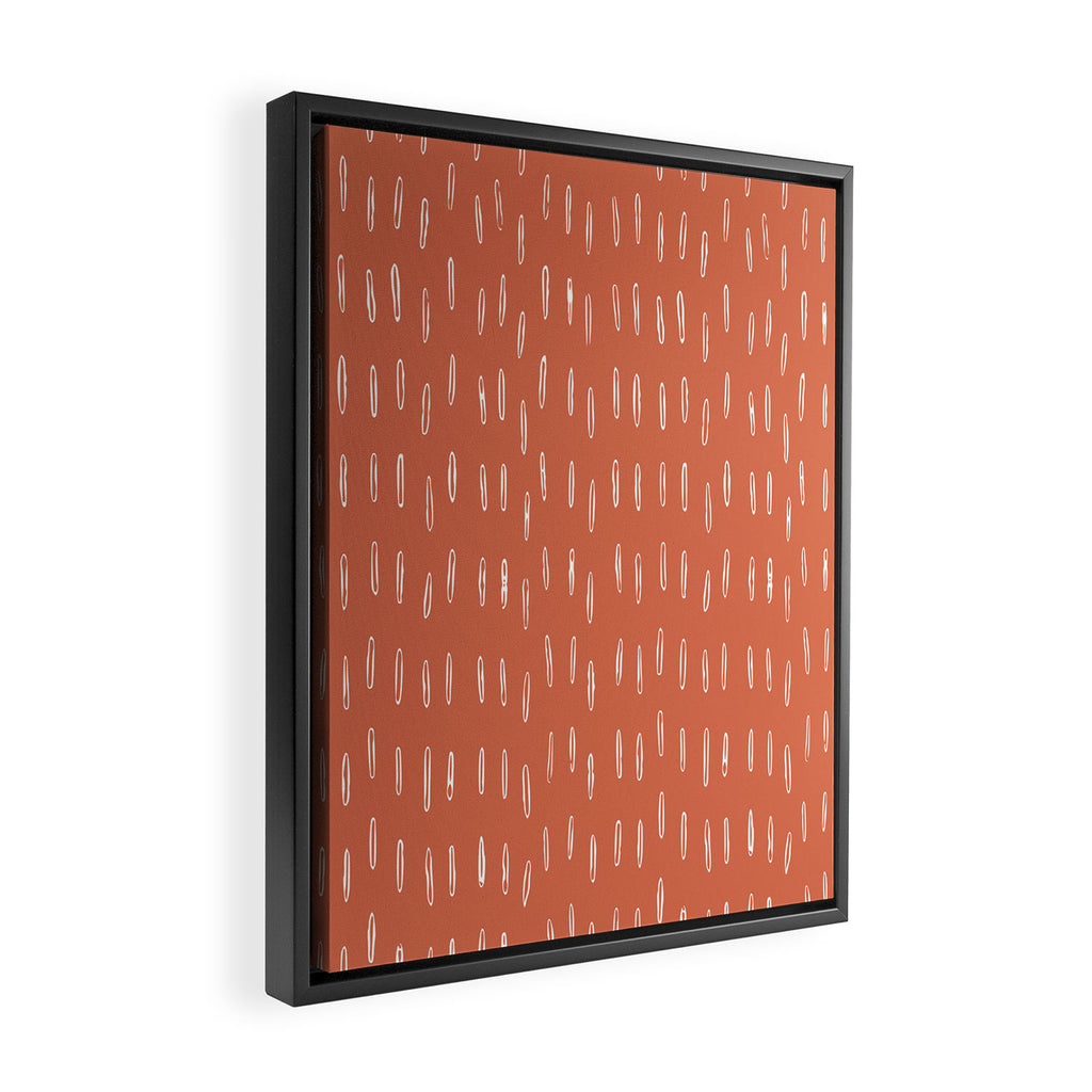 Boho, Raindrops Pattern in Terracotta Framed Canvas Print Gallery Image 2