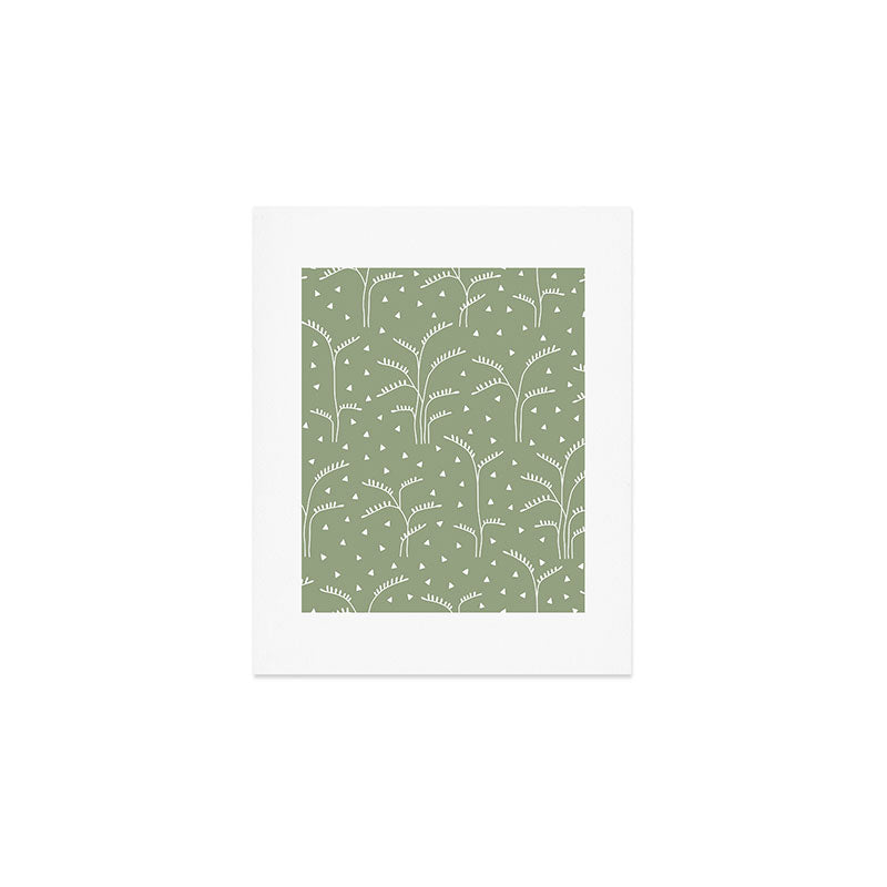 Boho Trees on Sage Green Art Print Gallery Image 1
