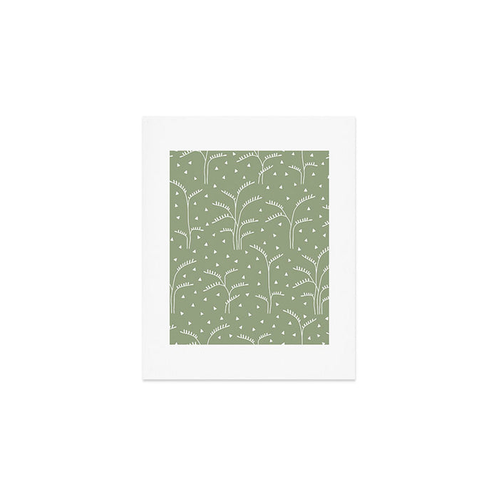 Boho Trees on Sage Green Art Print Gallery Image 1