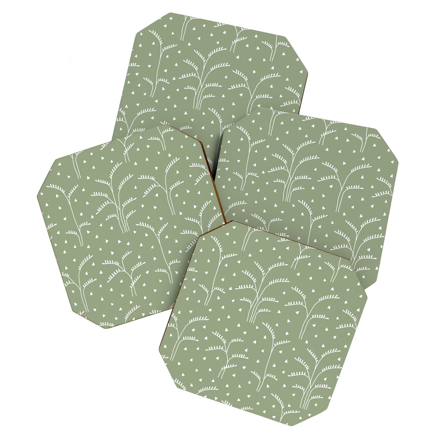 Boho Trees on Sage Green Coaster Gallery Image 1