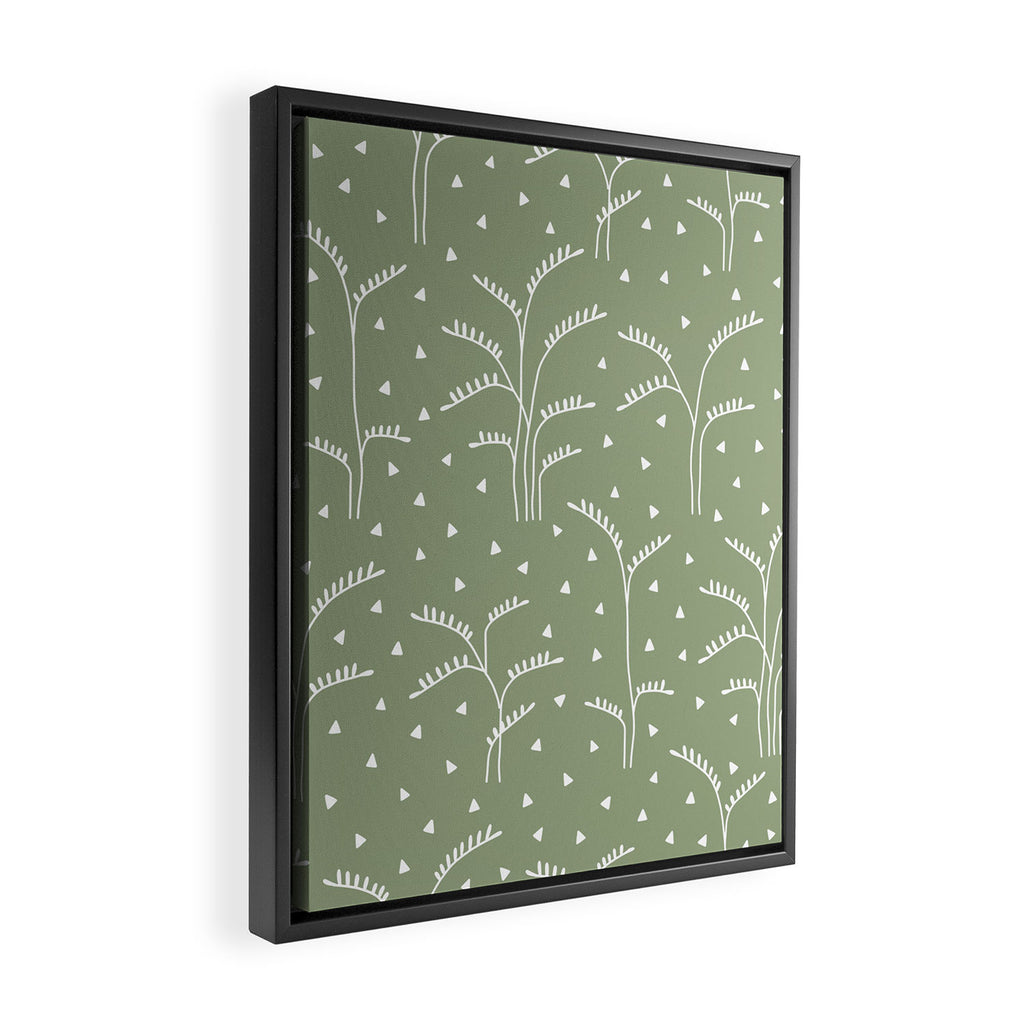 Boho Trees on Sage Green Framed Canvas Print Gallery Image 2