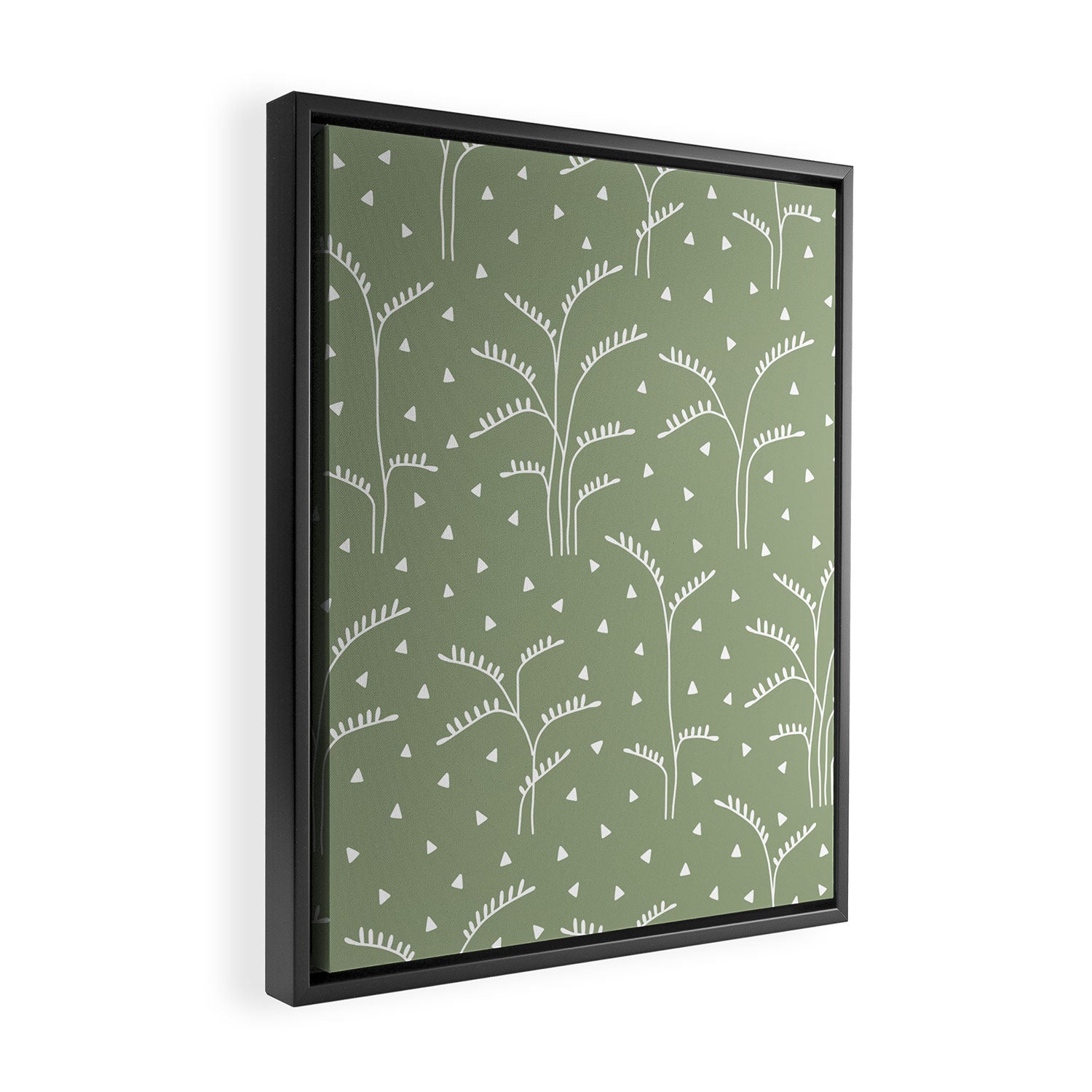 Boho Trees on Sage Green Framed Canvas Print Gallery Image 2