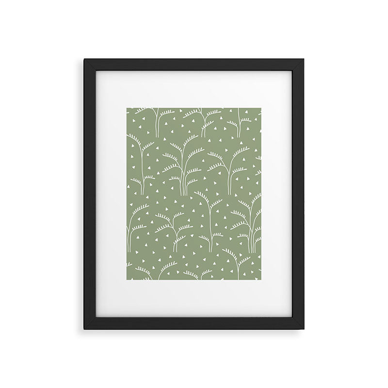 Boho Trees on Sage Green Framed Art Print Gallery Image 6