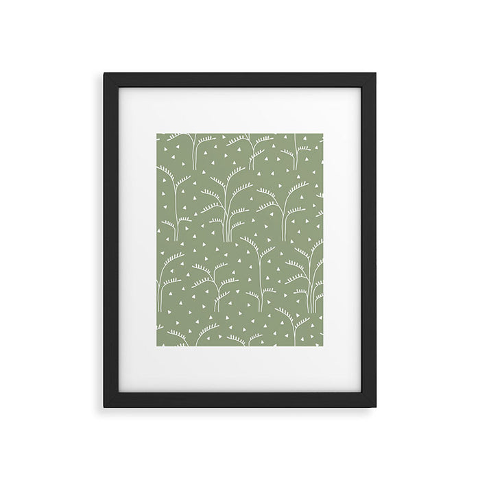 Boho Trees on Sage Green Framed Art Print Gallery Image 1