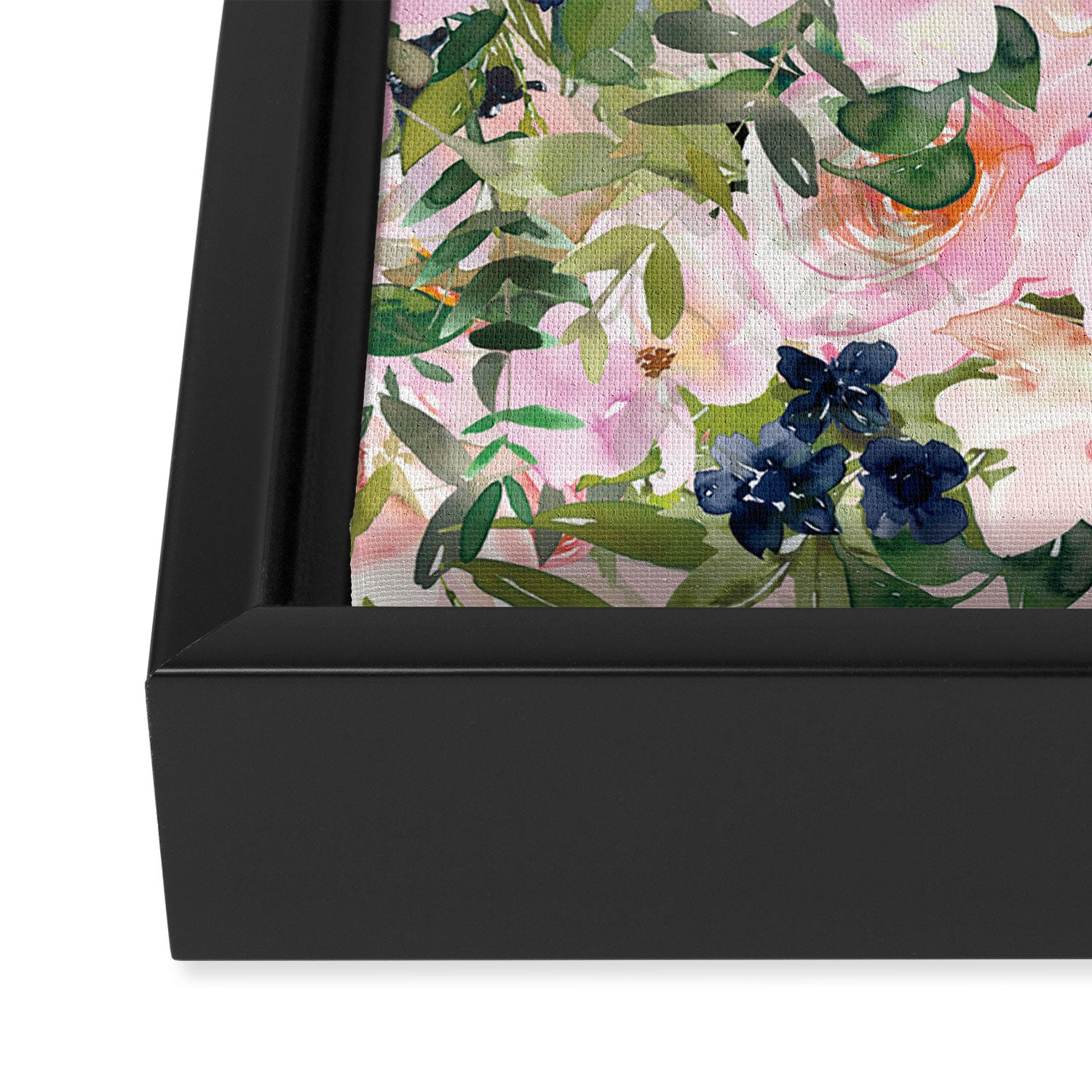 Boho, Vintage, Floral Watercolor, Pink Roses Framed Canvas Print Gallery Image 3
