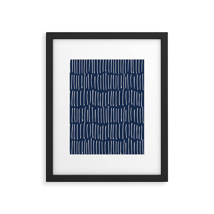 Boho Wall Art, Colour Prints, Navy Blue, Line Art Framed Art Print Gallery Image 1