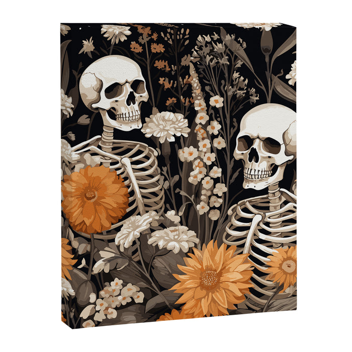 Bones and Blooms Skeleton Art Canvas Print Gallery Image 1