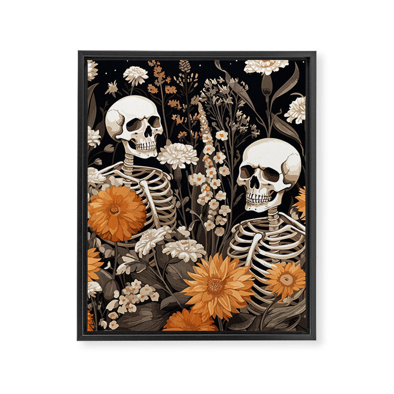 Bones and Blooms Skeleton Art Framed Canvas Print Gallery Image 8