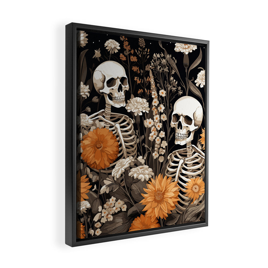 Bones and Blooms Skeleton Art Framed Canvas Print Gallery Image 2