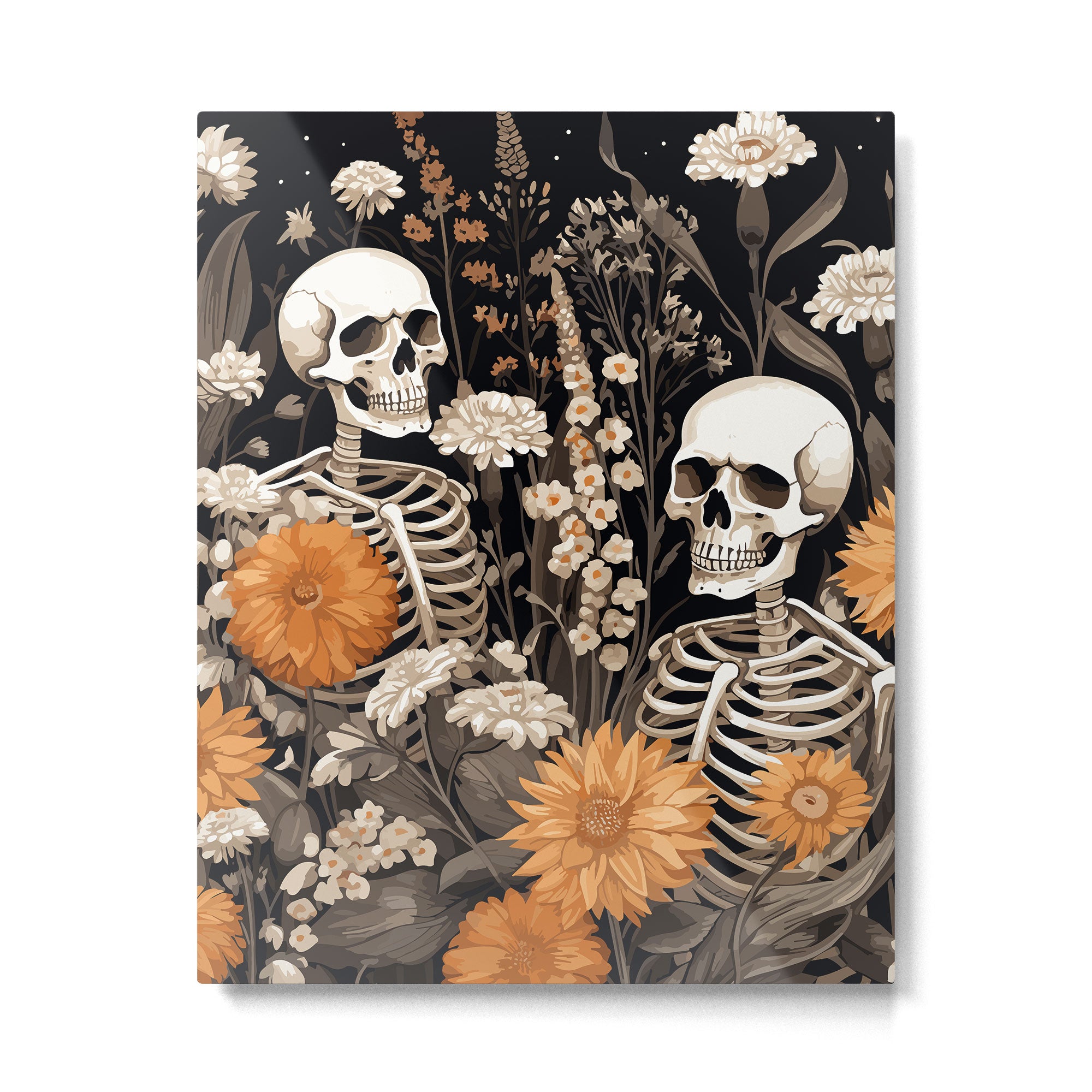 Bones and Blooms Skeleton Art Metal Print Gallery Image 6