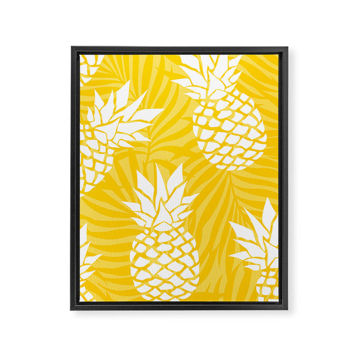 Bright Yellow, Summer, Pineapple Art Framed Canvas Print Gallery Image 1