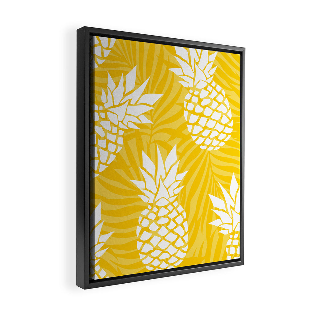 Bright Yellow, Summer, Pineapple Art Framed Canvas Print Gallery Image 2