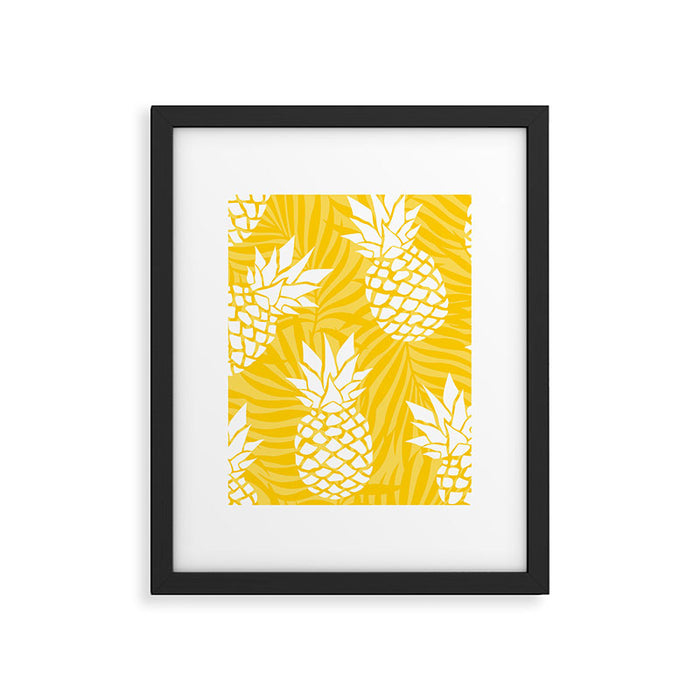 Bright Yellow, Summer, Pineapple Art Framed Art Print Gallery Image 1