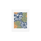 Butterfly and Floral Prints, Navy Blue, Orange, Yellow Art Print Gallery Image 1
