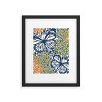 Butterfly and Floral Prints, Navy Blue, Orange, Yellow Framed Art Print Gallery Image 4