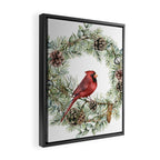 Cardinal Christmas Wreath, Floral Prints Framed Canvas Print Gallery Image 2