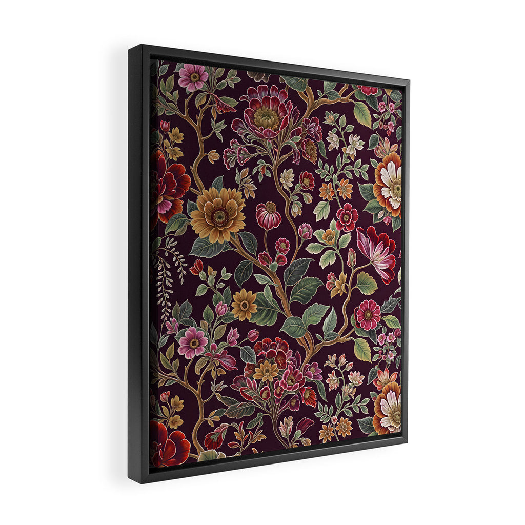 Casbah Magenta Burgundy Floral Framed Canvas Print Gallery Image 2
