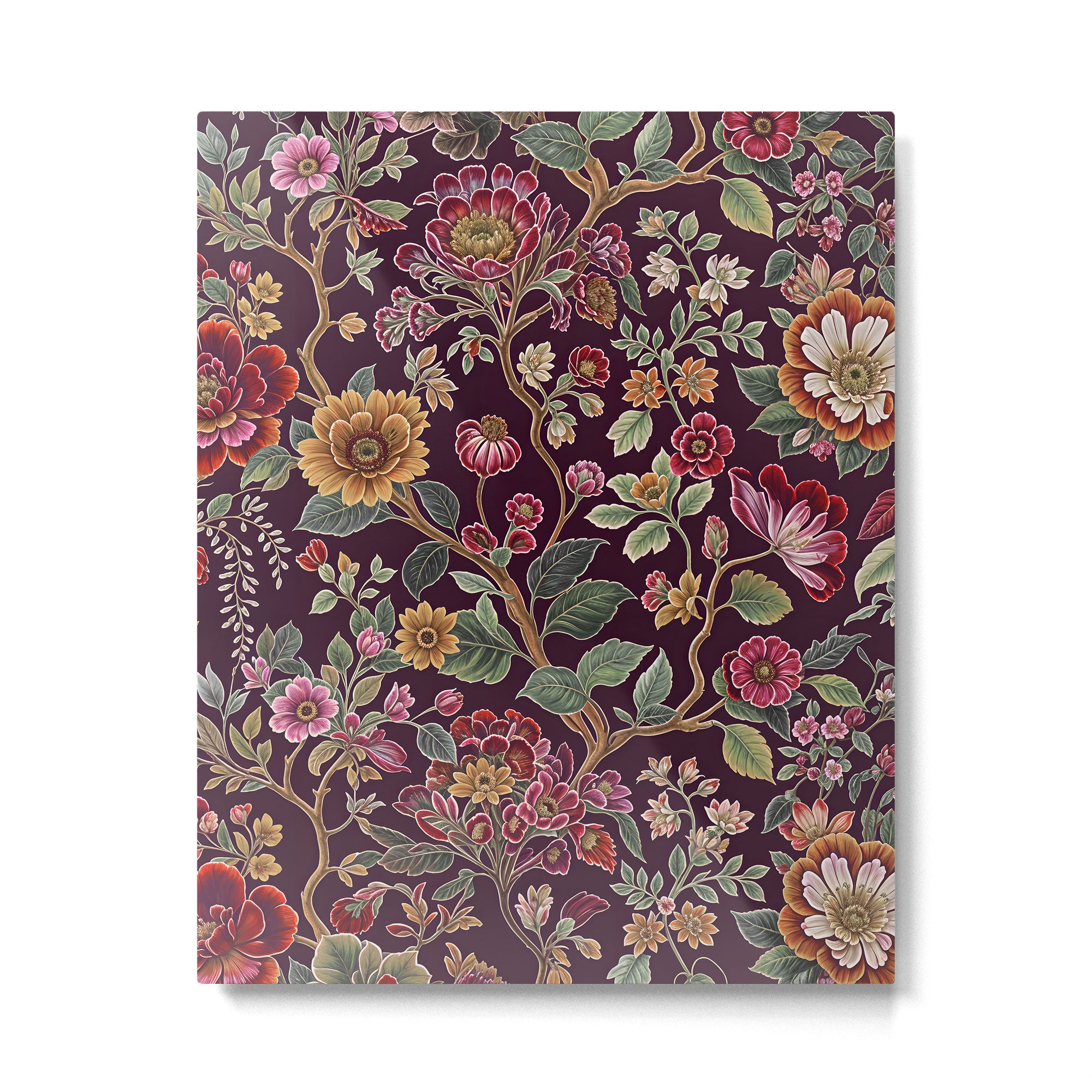 Casbah Magenta Burgundy Floral Metal Print Gallery Image 6