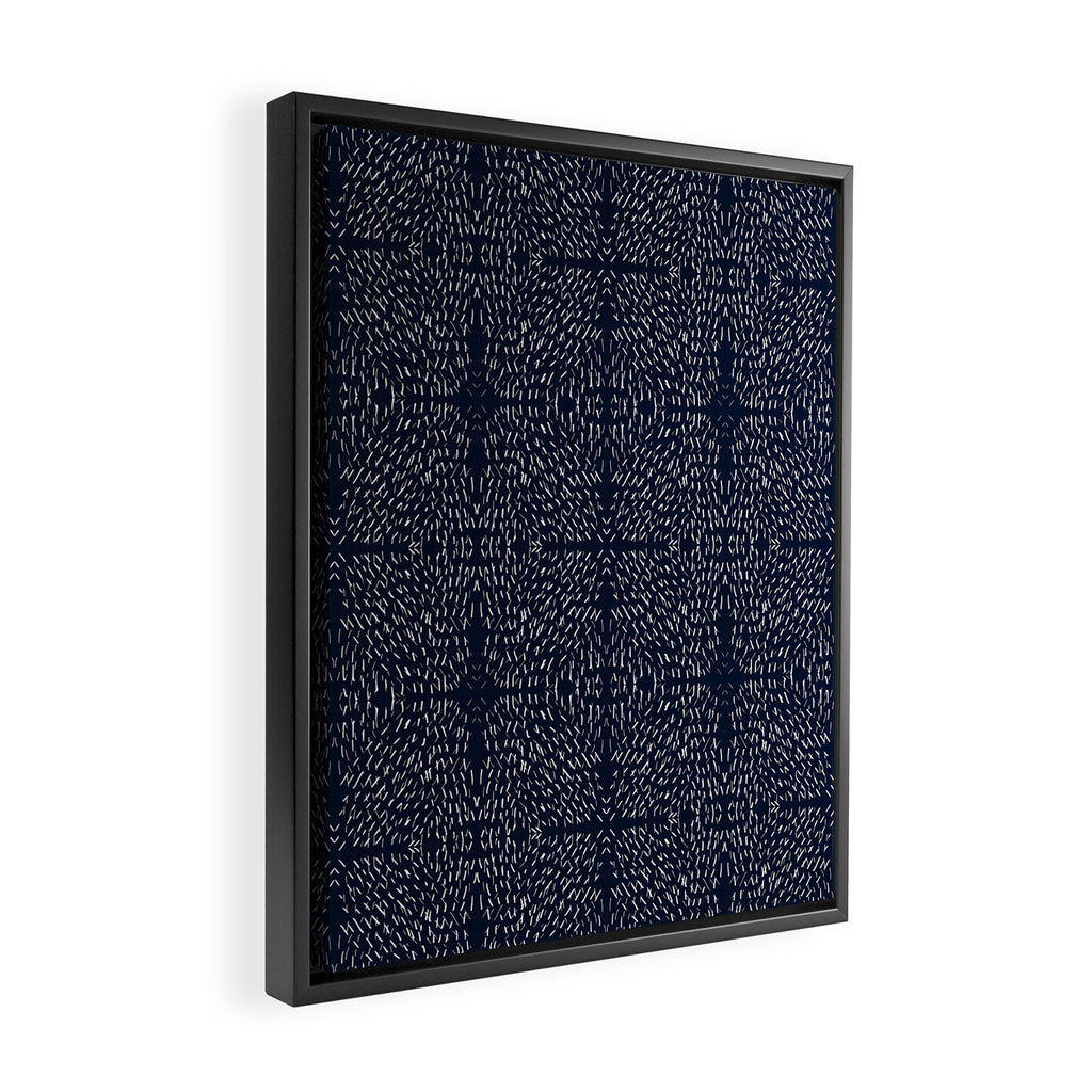 Celestial Stars Art, Indigo Blue, Boho Wall Art, Framed Canvas Print Gallery Image 2