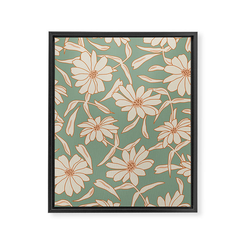 Charismatic Floral on Sage Green Framed Canvas Print Gallery Image 8