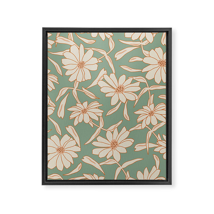 Charismatic Floral on Sage Green Framed Canvas Print Gallery Image 1