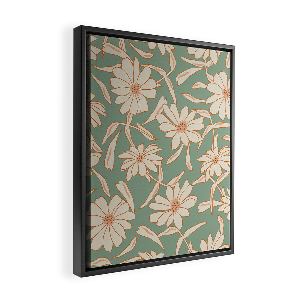 Charismatic Floral on Sage Green Framed Canvas Print Gallery Image 2