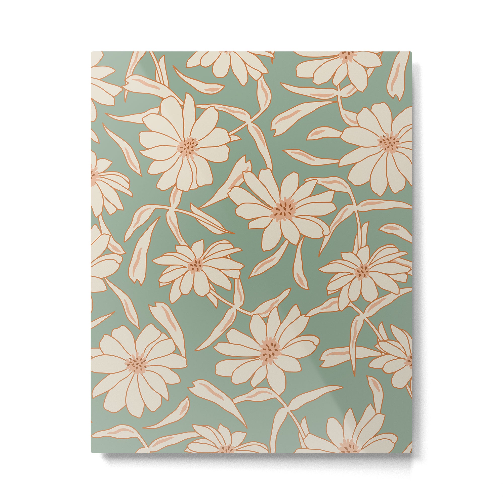 Charismatic Floral on Sage Green Metal Print Gallery Image 6