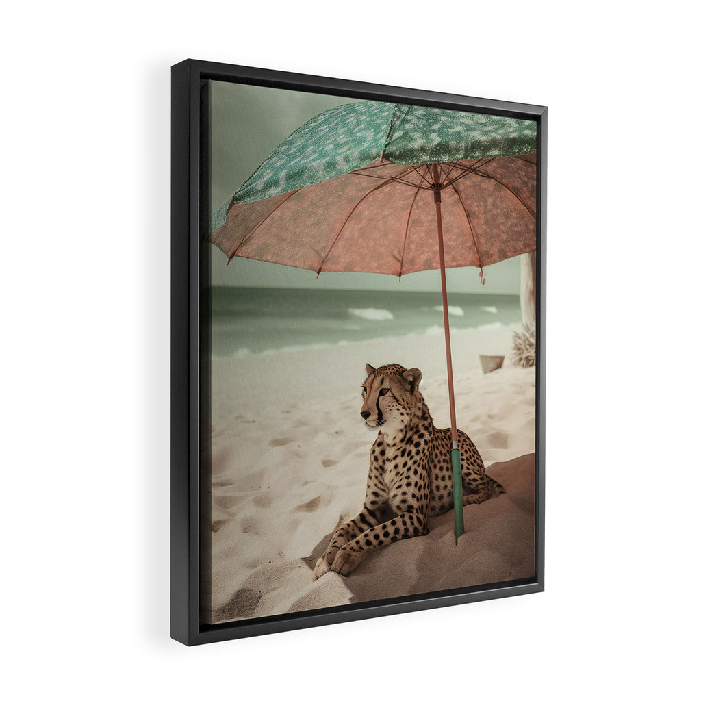 Cheetah's Vacation, Beach Prints Framed Canvas Print Gallery Image 2