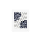 Chevron Floral Modern Navy and Grey Art Print Gallery Image 1