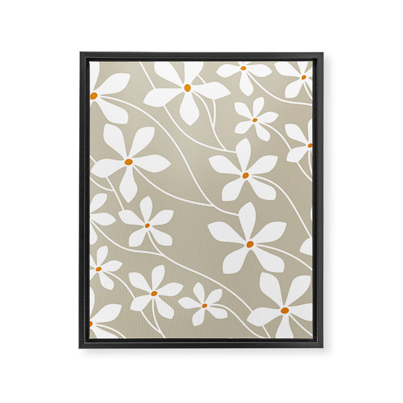 Chic Floral Flow in Beige Framed Canvas Print Gallery Image 8
