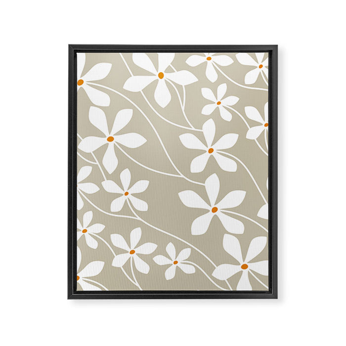 Chic Floral Flow in Beige Framed Canvas Print Gallery Image 1