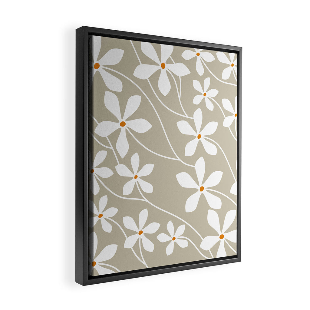 Chic Floral Flow in Beige Framed Canvas Print Gallery Image 2