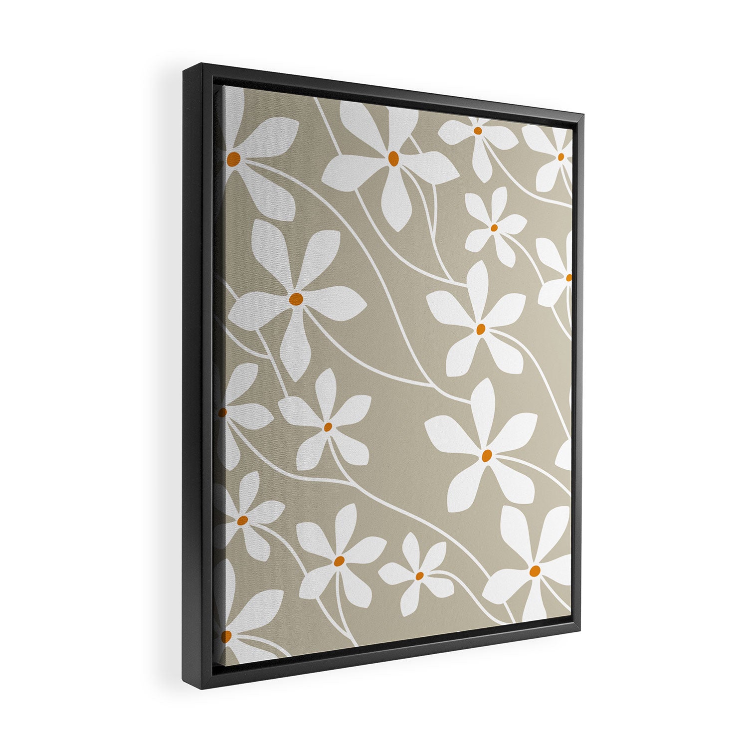 Chic Floral Flow in Beige Framed Canvas Print Gallery Image 2