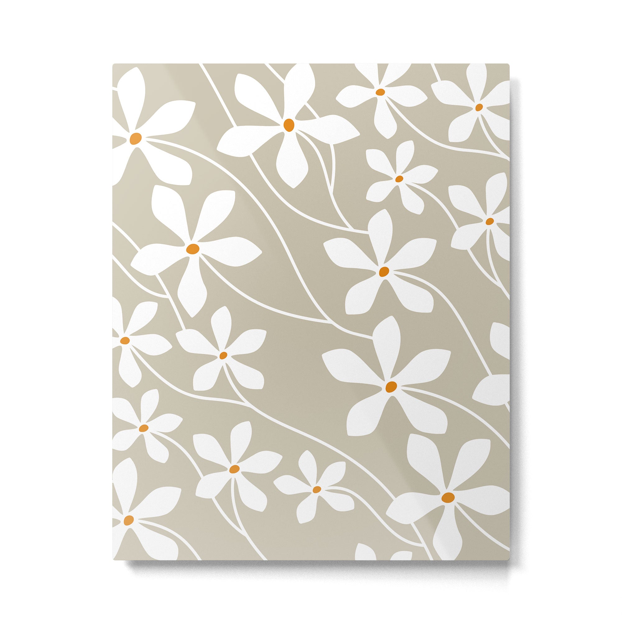 Chic Floral Flow in Beige Metal Print Gallery Image 6