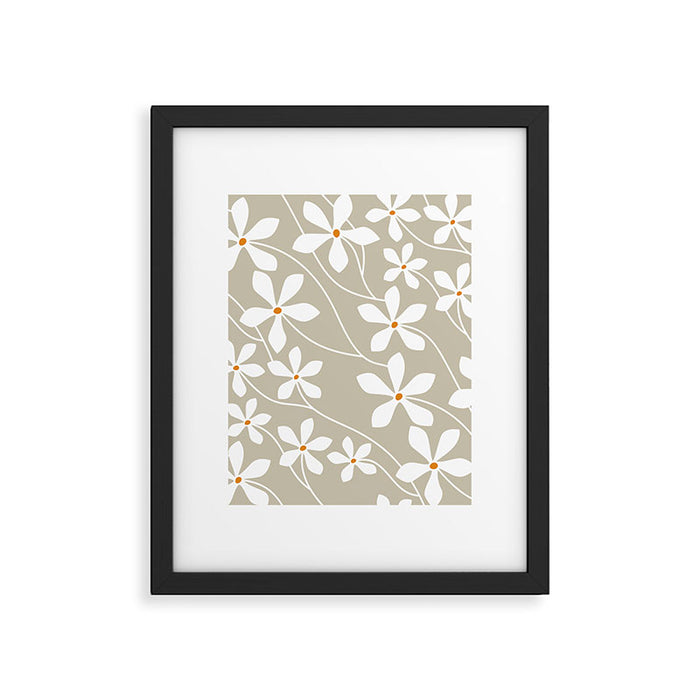 Chic Floral Flow in Beige Framed Art Print Gallery Image 1