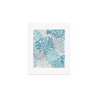 Chic, Flowers Print, Grey, Teal, Turquoise Art Print Gallery Image 1