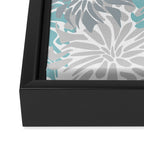 Chic, Flowers Print, Grey, Teal, Turquoise Framed Canvas Print Gallery Image 3