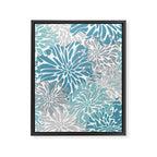 Chic, Flowers Print, Grey, Teal, Turquoise Framed Canvas Print Gallery Image 8
