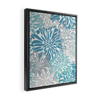 Chic, Flowers Print, Grey, Teal, Turquoise Framed Canvas Print Gallery Image 2