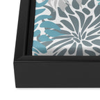 Chic, Flowers Print, Teal, Aqua, Gray Framed Canvas Print Gallery Image 3